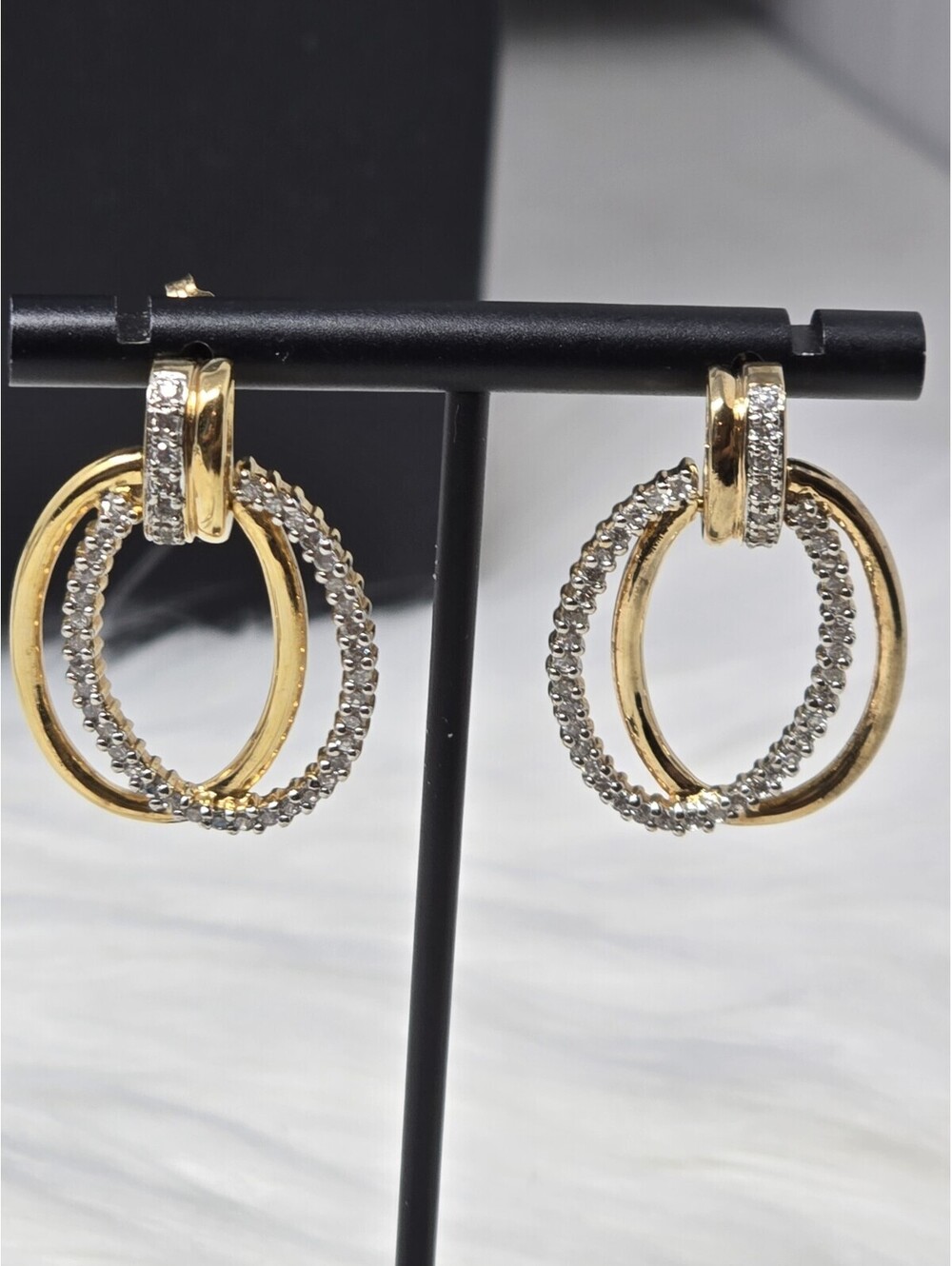 Ross-Simons 925 CZ Gold Vermeil Circle Doorknocker Earrings